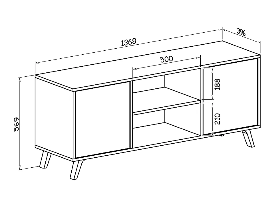 Meuble TV 137x40x57cm avec 2 portes, modèle WIND, couleur chêne et gris anthracite