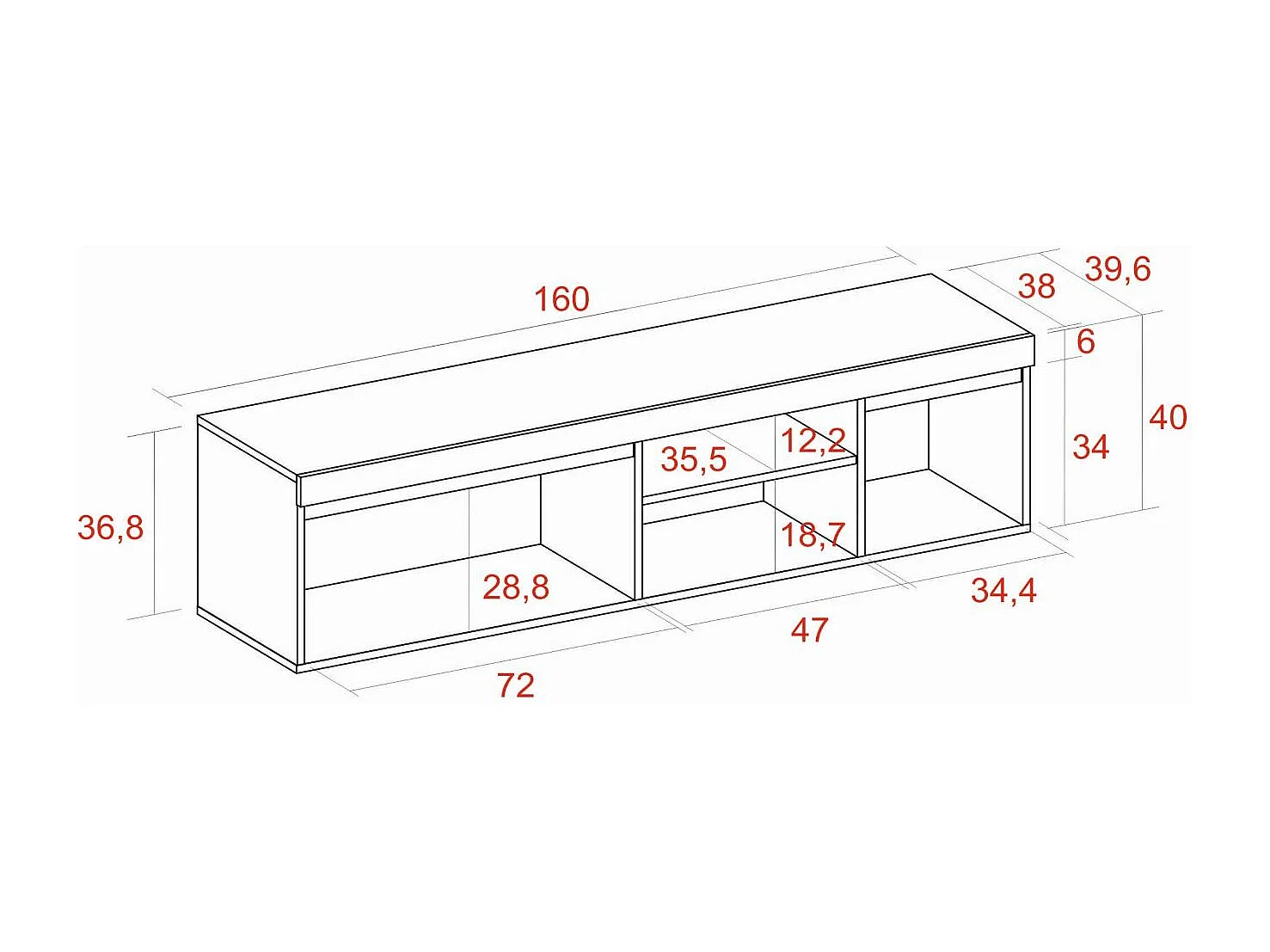 TV-meubel "Naturale", Eik/Zwart, Medium, nordic