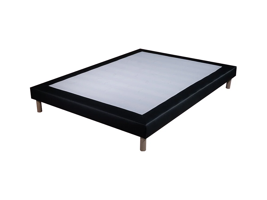 Sommier tapissier simili noir - 140x190cm