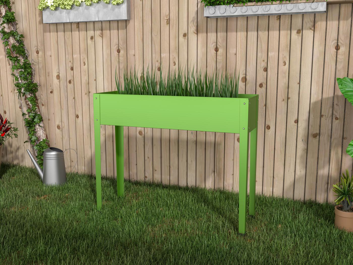 Jardinière sur pied en acier vert L100 x P30 x H80 cm YGOS