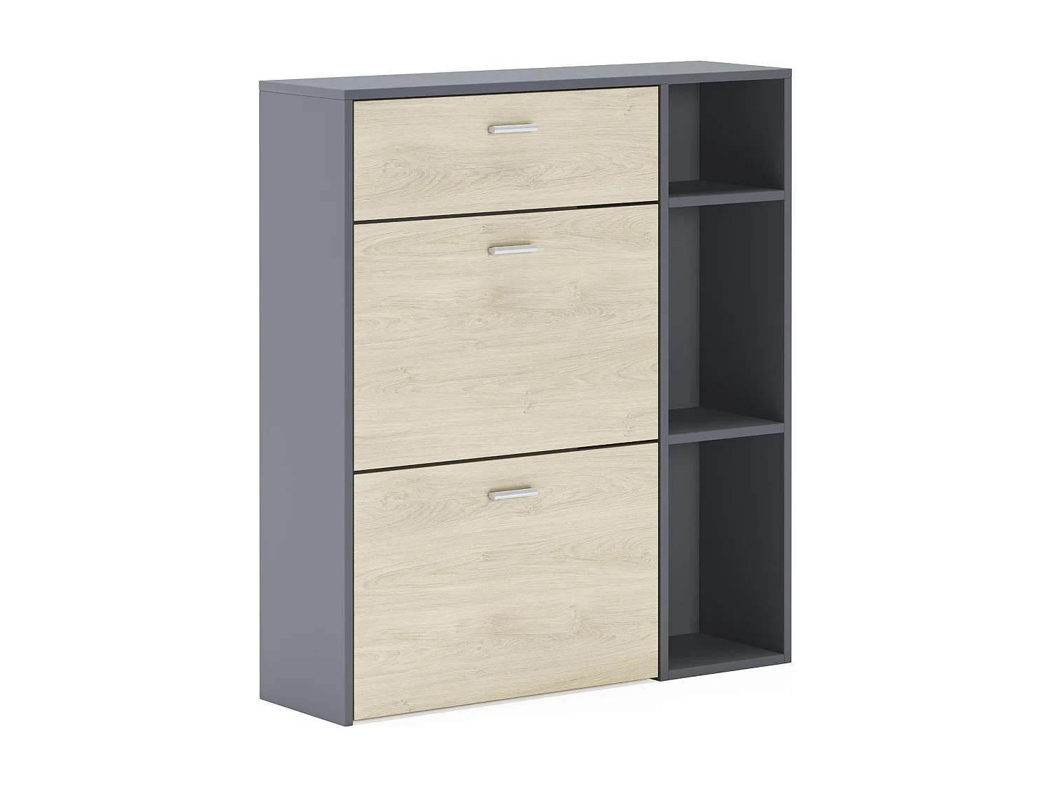 Zapatero Furniture, Windmodel, 90x26x101.5cm, TEGROEP HALL EN HALL, Grijs en eiken, Moderne stijl