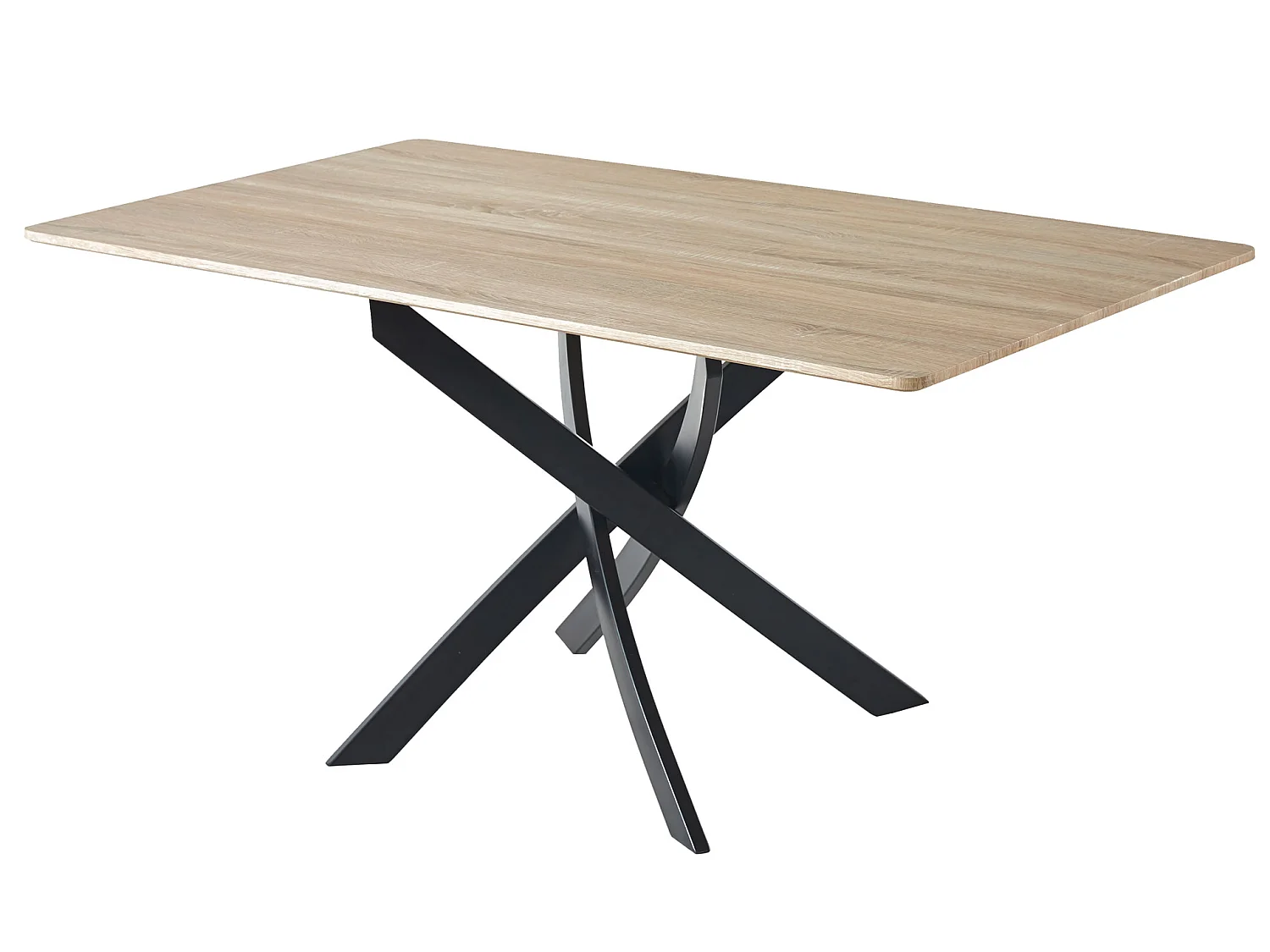 Table a manger fixe, salon, Modele ZEN, couleur Chene, Pieds metalliques, 140x80x75cm