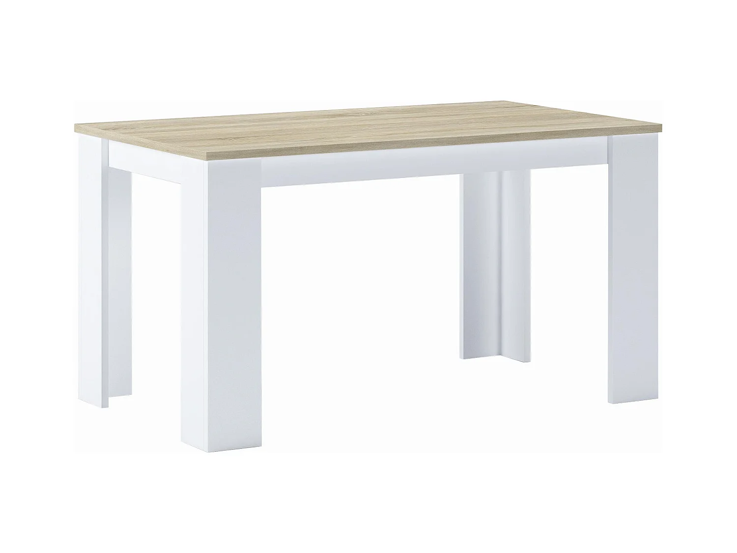 Eettafel, Opgelost, 138x80x75cm, Robuust en resistent meubilair, Eik en wit, Noordse stijl
