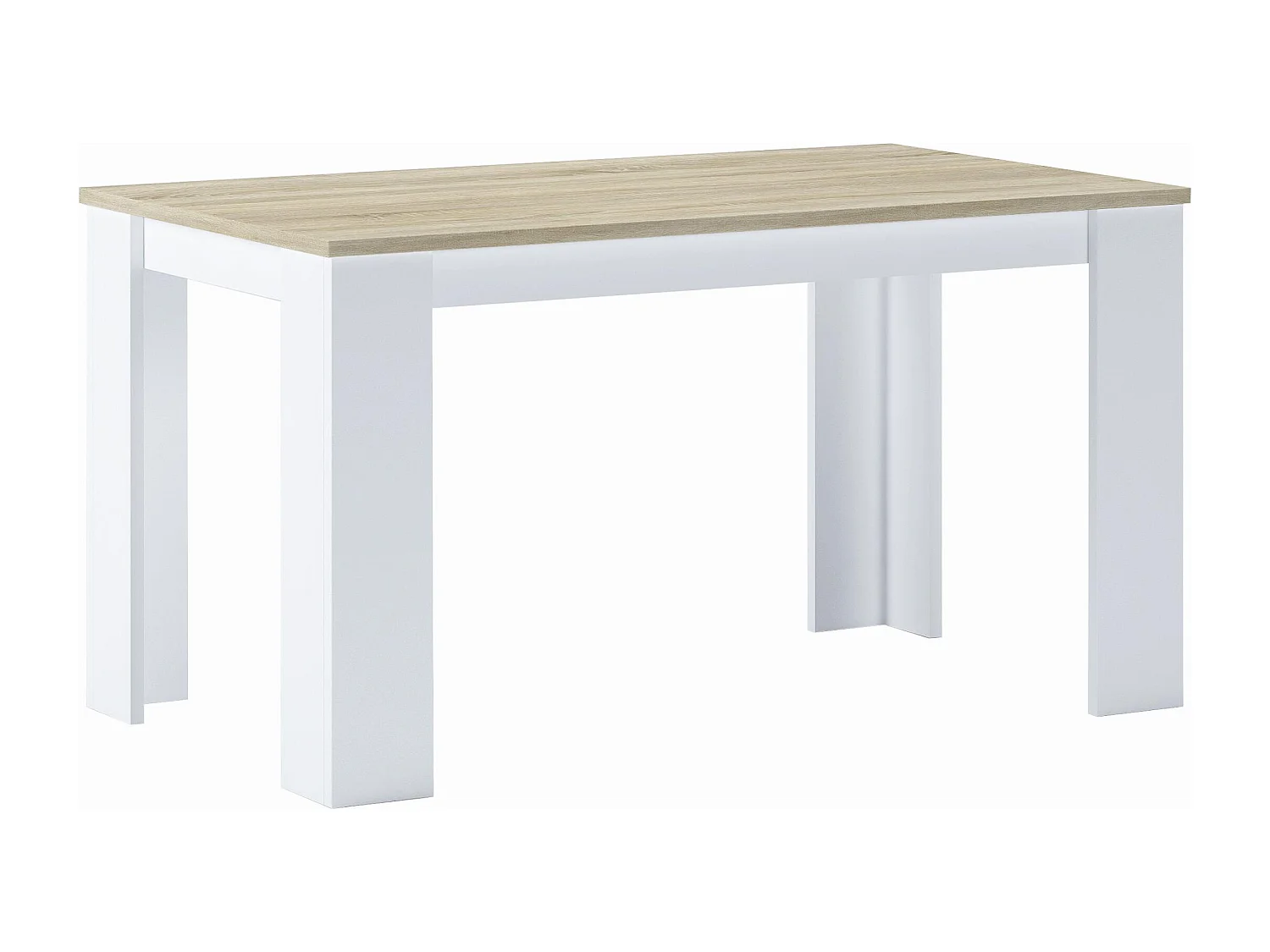 Eettafel, Opgelost, 138x80x75cm, Robuust en resistent meubilair, Eik en wit, Noordse stijl