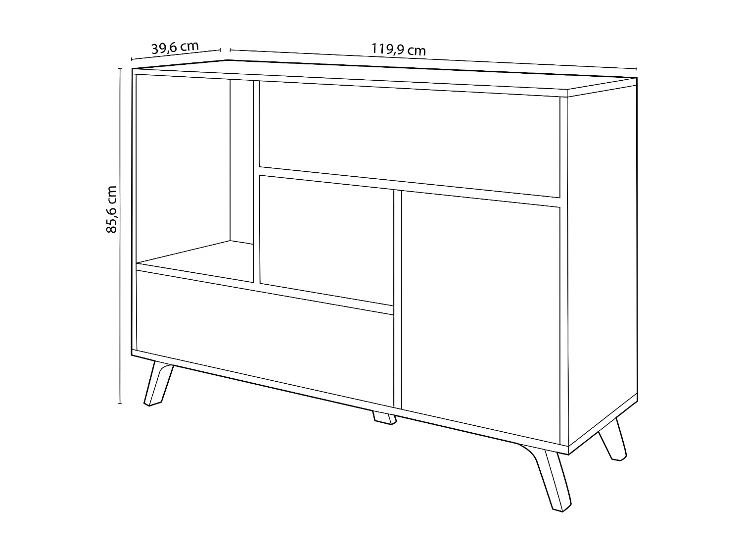 Sabreess Furniture - Buffet, Windmodel, 120x40x86 cm, Woonkamer, hal, kantoor, Eik en wit, Moderne stijl