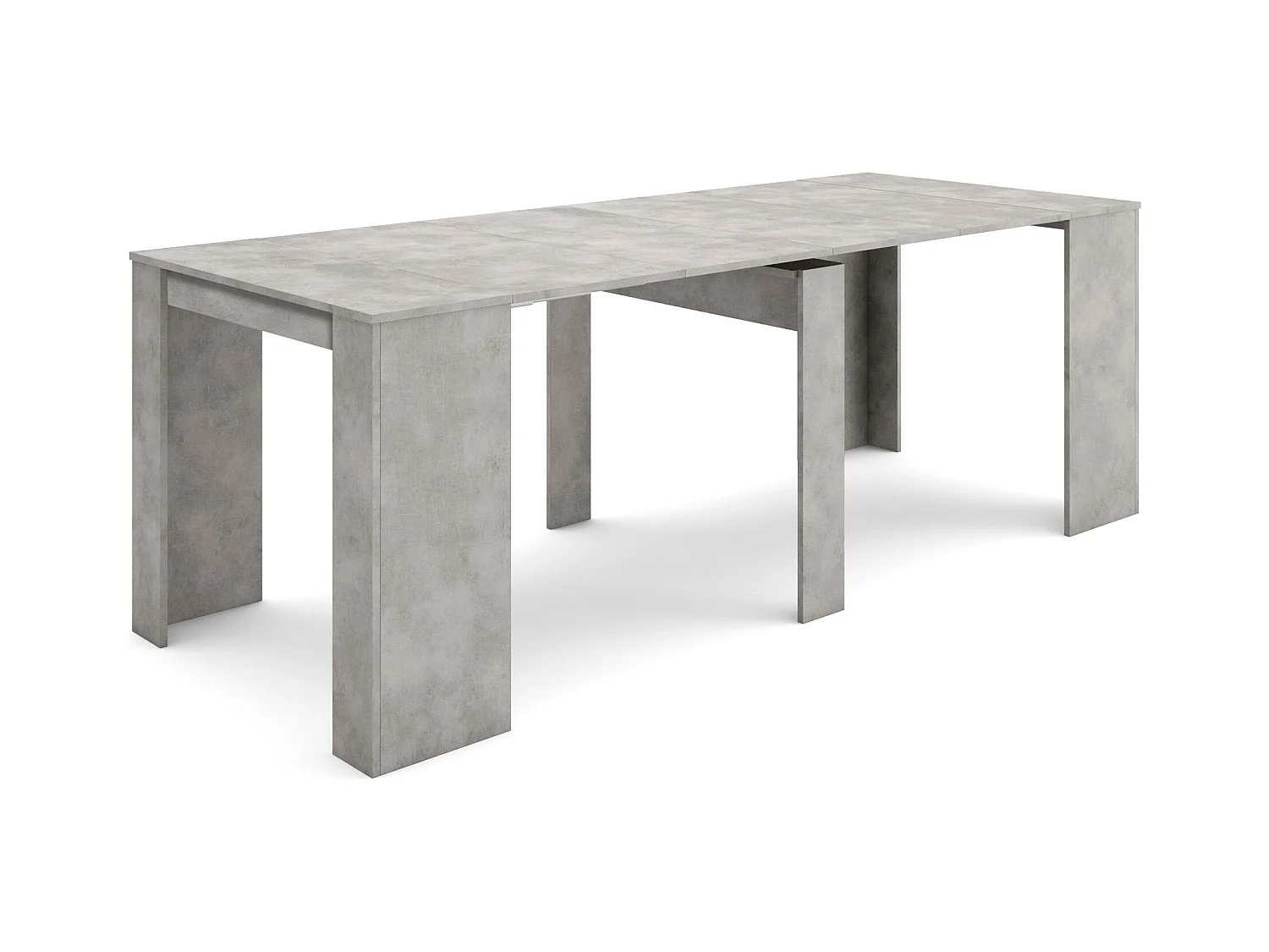 Table console extensible, 222x90x77cm, Pour 10 personnes, Table à Manger, Ciment