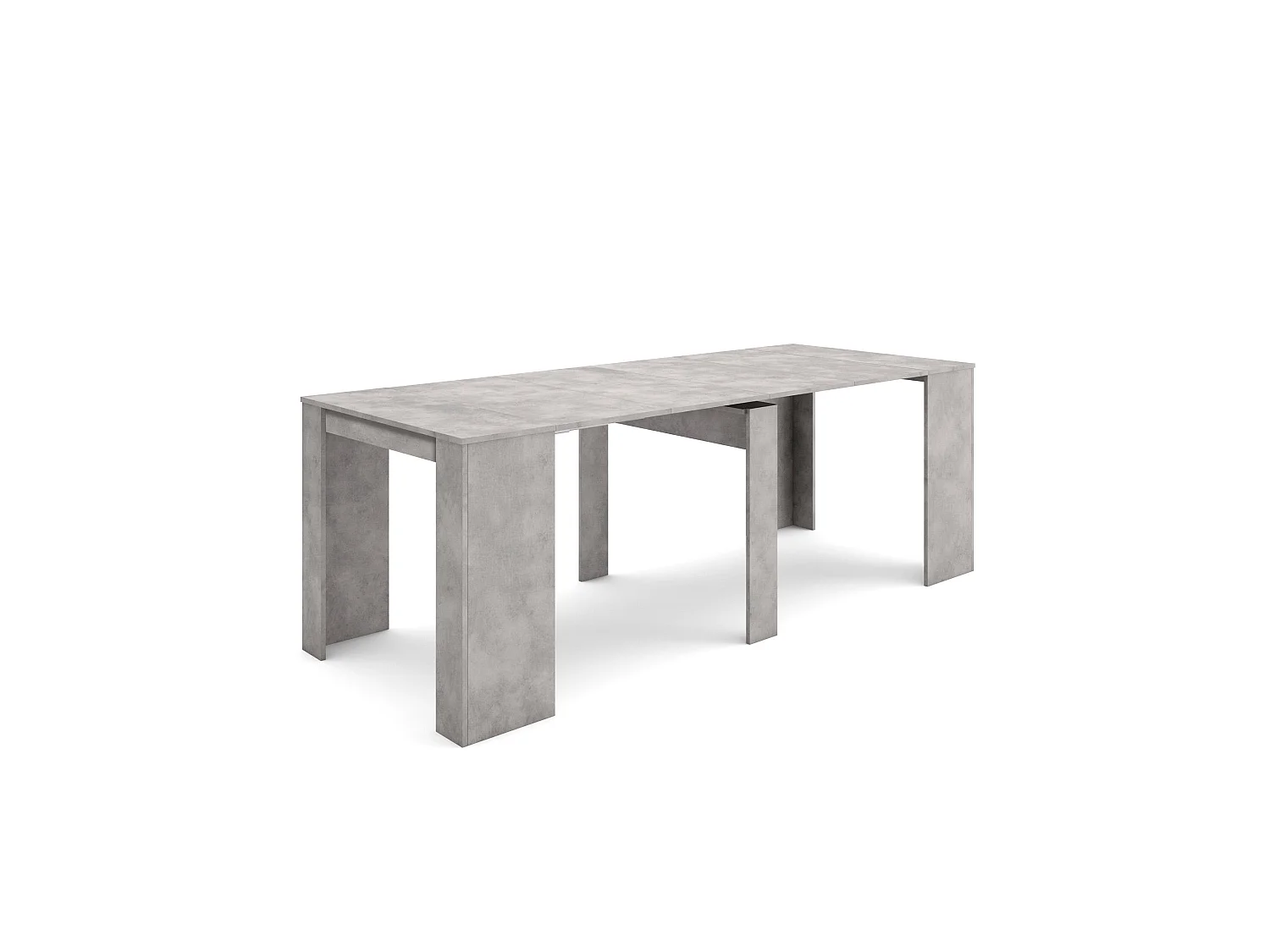 Table console extensible, 222x90x77cm, Pour 10 personnes, Table à Manger, Ciment