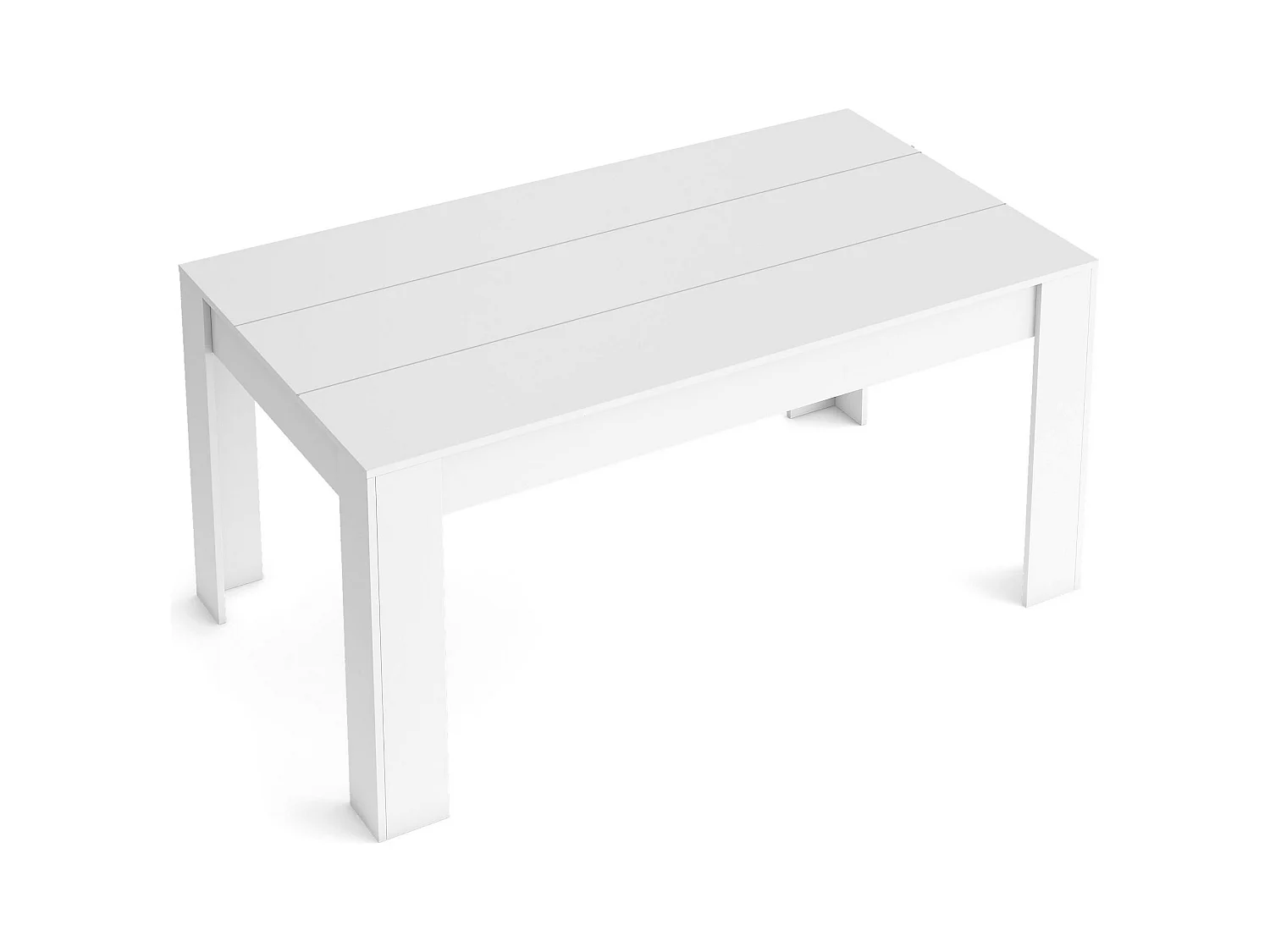 Table Salle à manger 140cm extensible 200cm Blanc mat, 90.4x140.4/200.4x76.1cm
