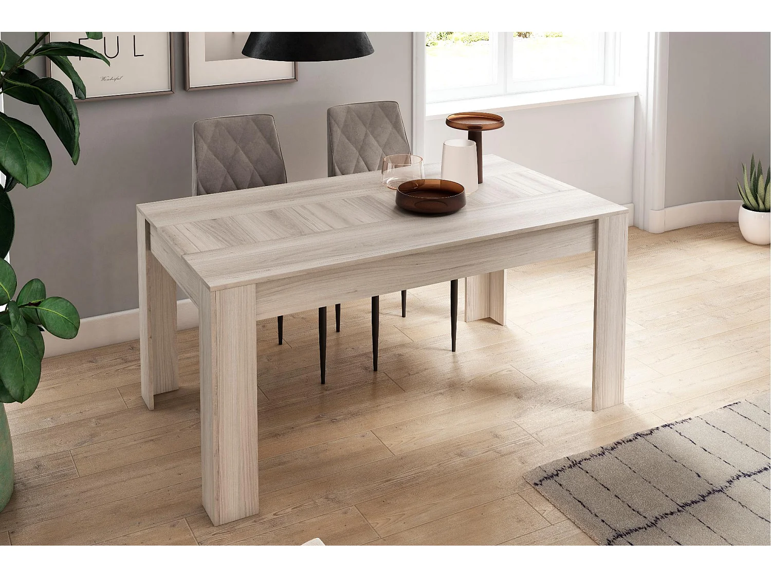 Tavolo da pranzo 140cm allungabile 200cm, Colore Shamal, Dimensioni: 90.4 Larghezza x 140.4/200.4 Lunghezza 76.1 cm Altezza
