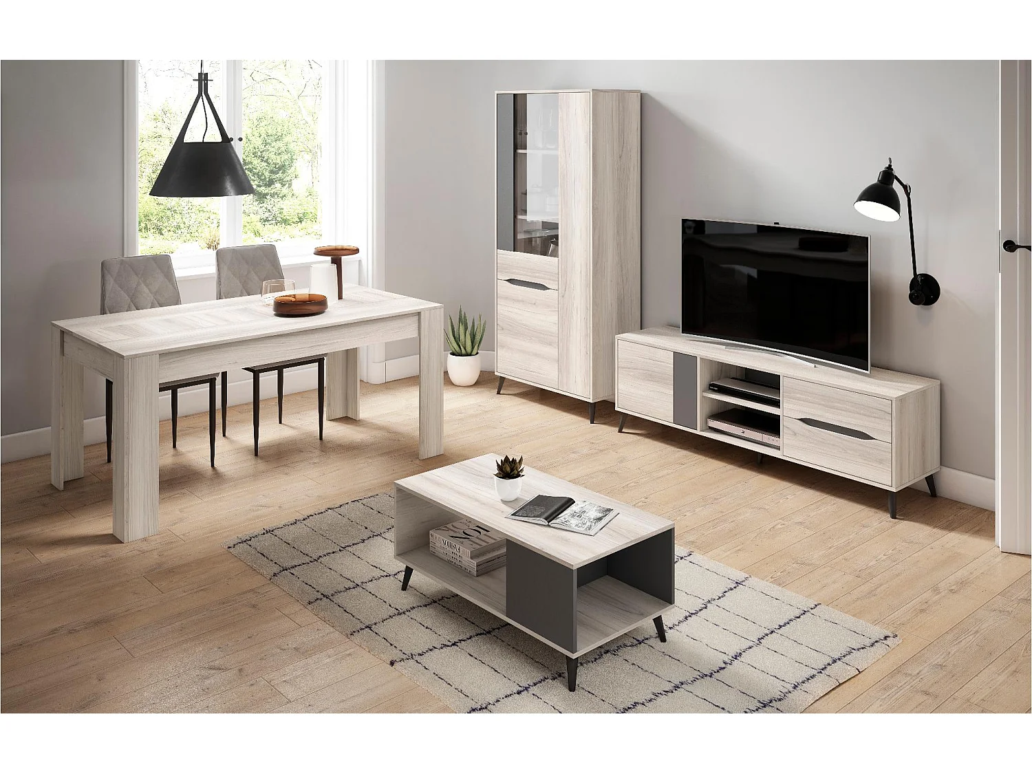 Tavolo da pranzo 140cm allungabile 200cm, Colore Shamal, Dimensioni: 90.4 Larghezza x 140.4/200.4 Lunghezza 76.1 cm Altezza