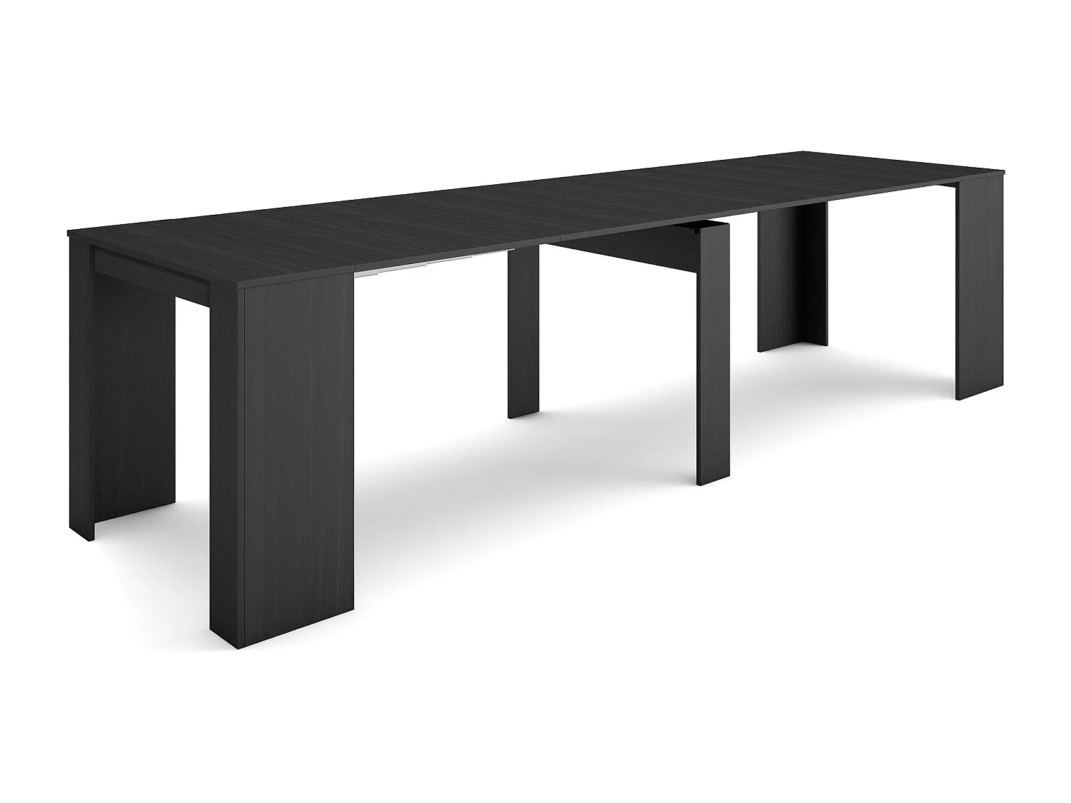 Table console extensible, 302x90x77cm, Pour 14 personnes, Table à Manger, Noir