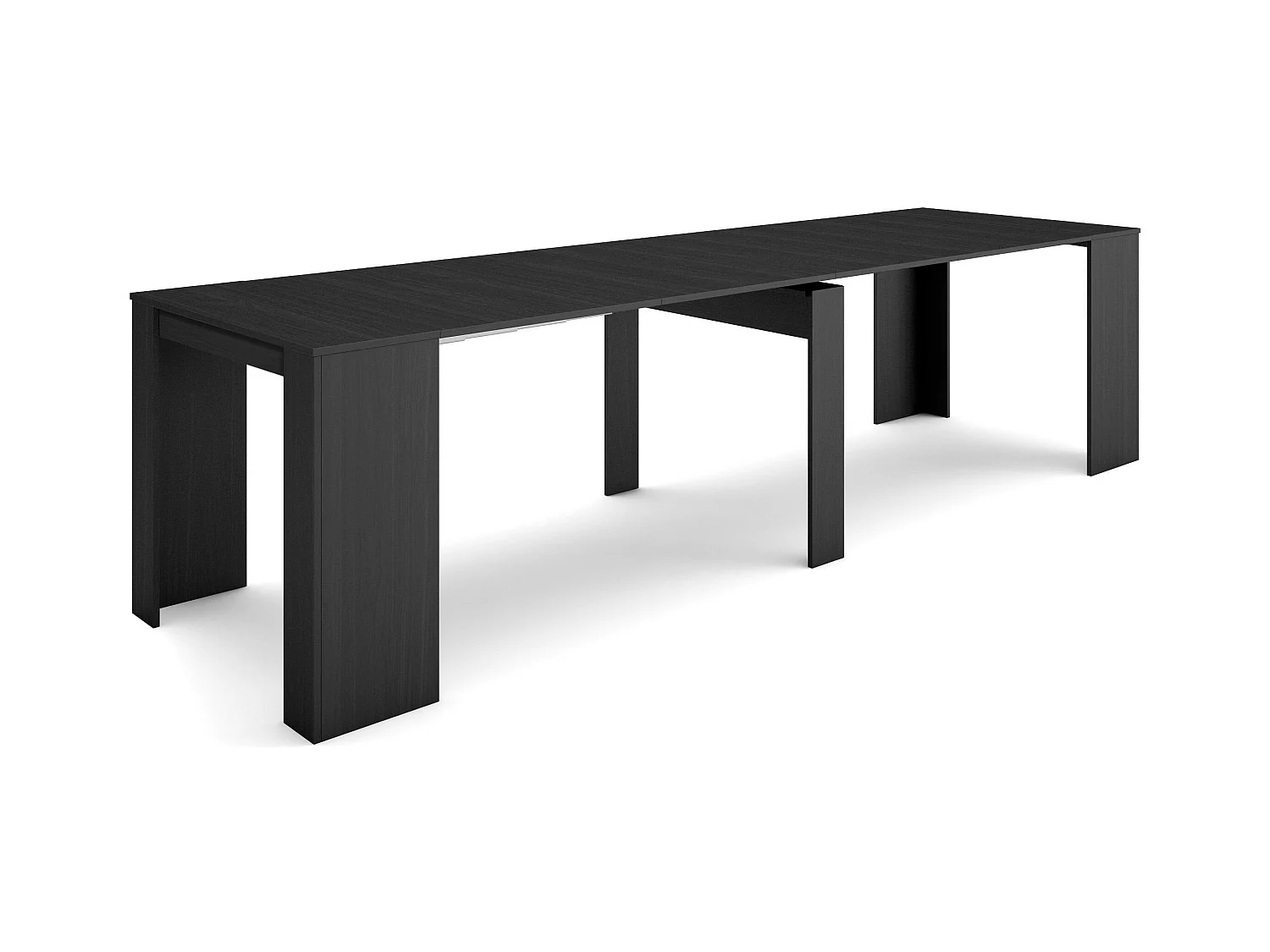 Uitschuifbare Consoletafel, 302x90x77cm, Voor 14 personen, Tafel, Zwart