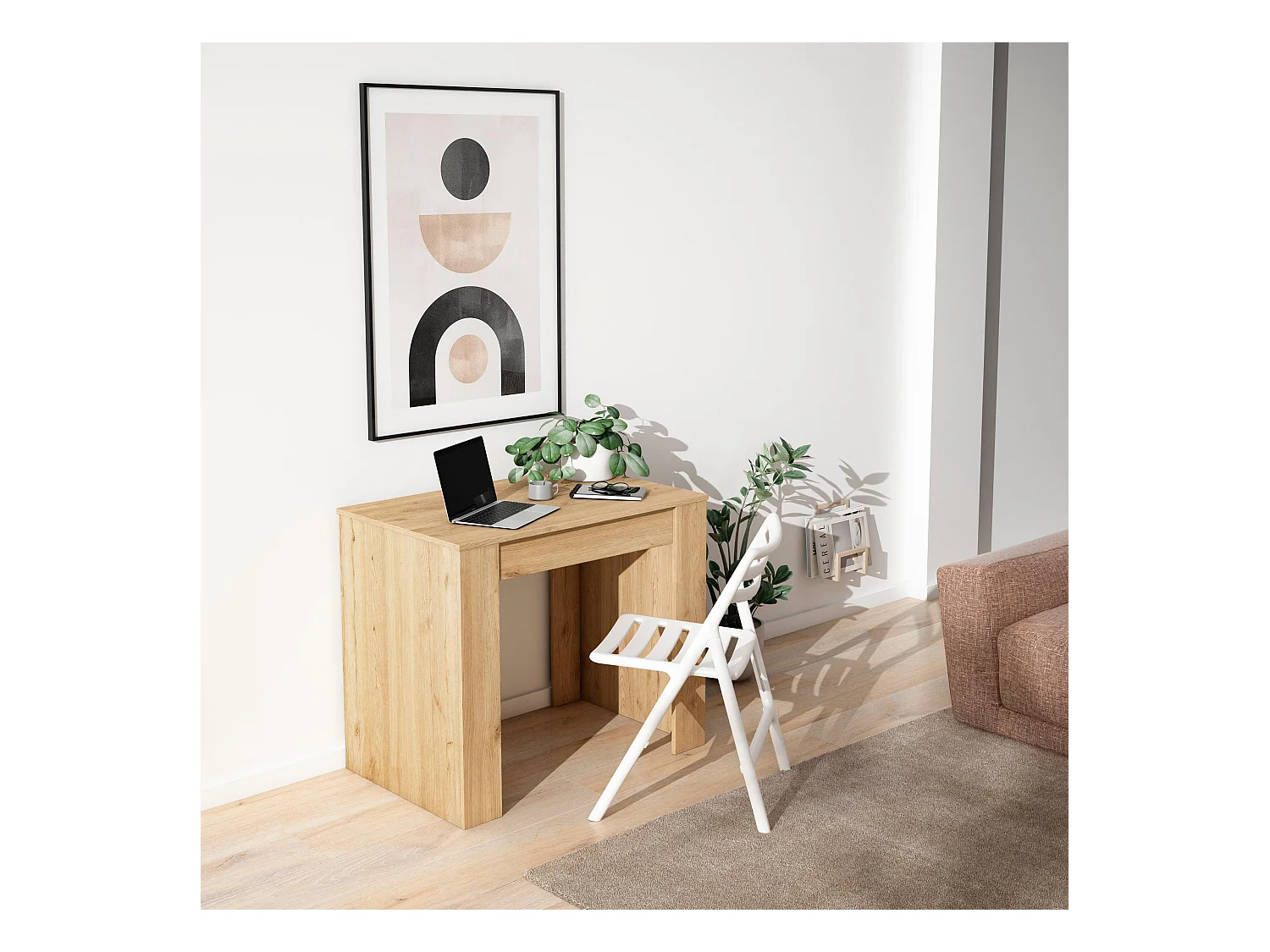 Uitschuifbare Consoletafel, 140x90x77cm, Voor 6 personen, Tafel, Eiken