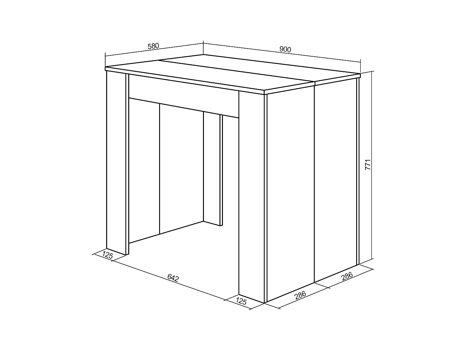 Uitschuifbare Consoletafel, 140x90x77cm, Voor 6 personen, Tafel, Eiken