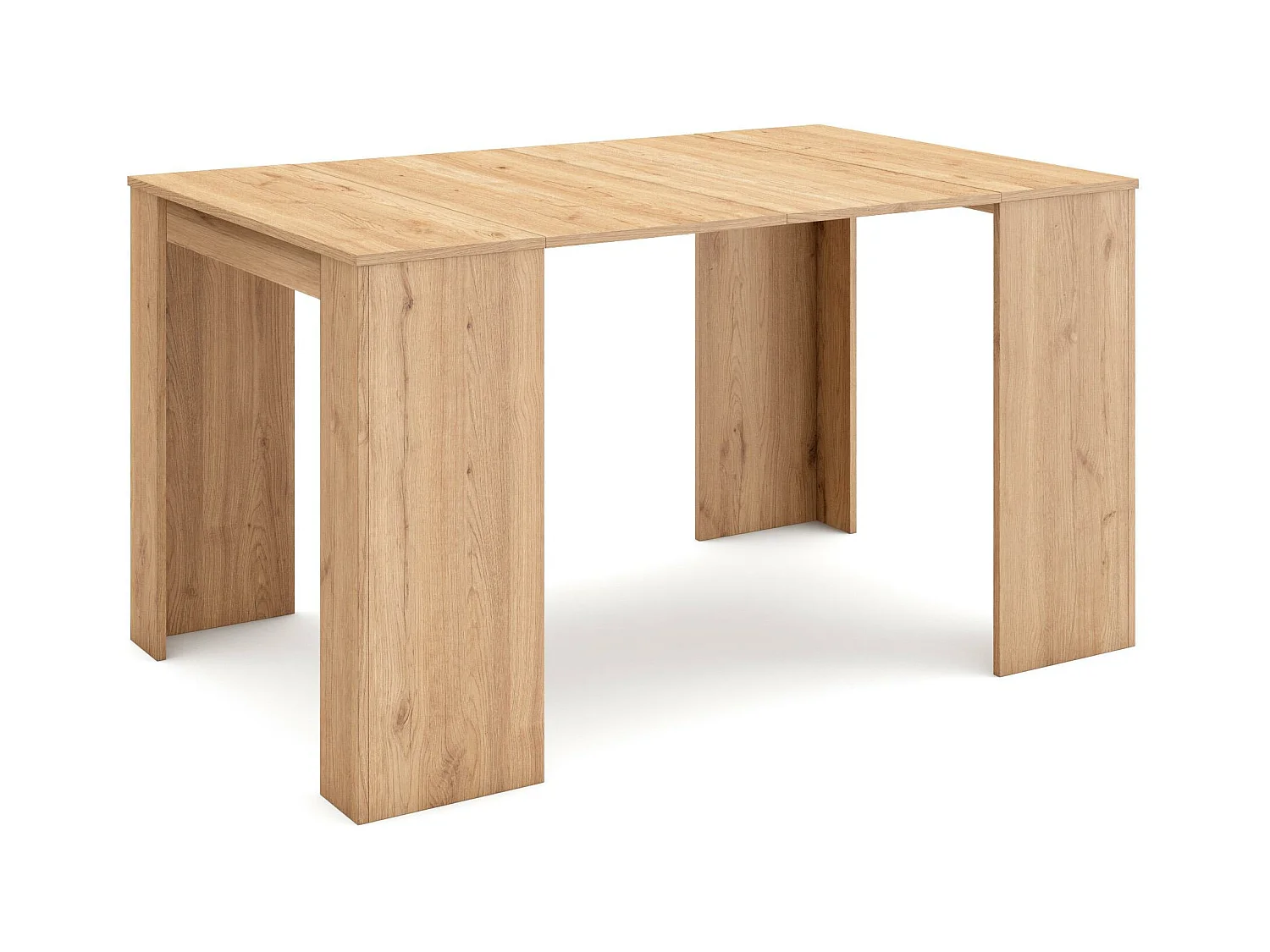 Table console extensible, 140x90x77cm, Pour 6 personnes, Table à Manger, Chêne