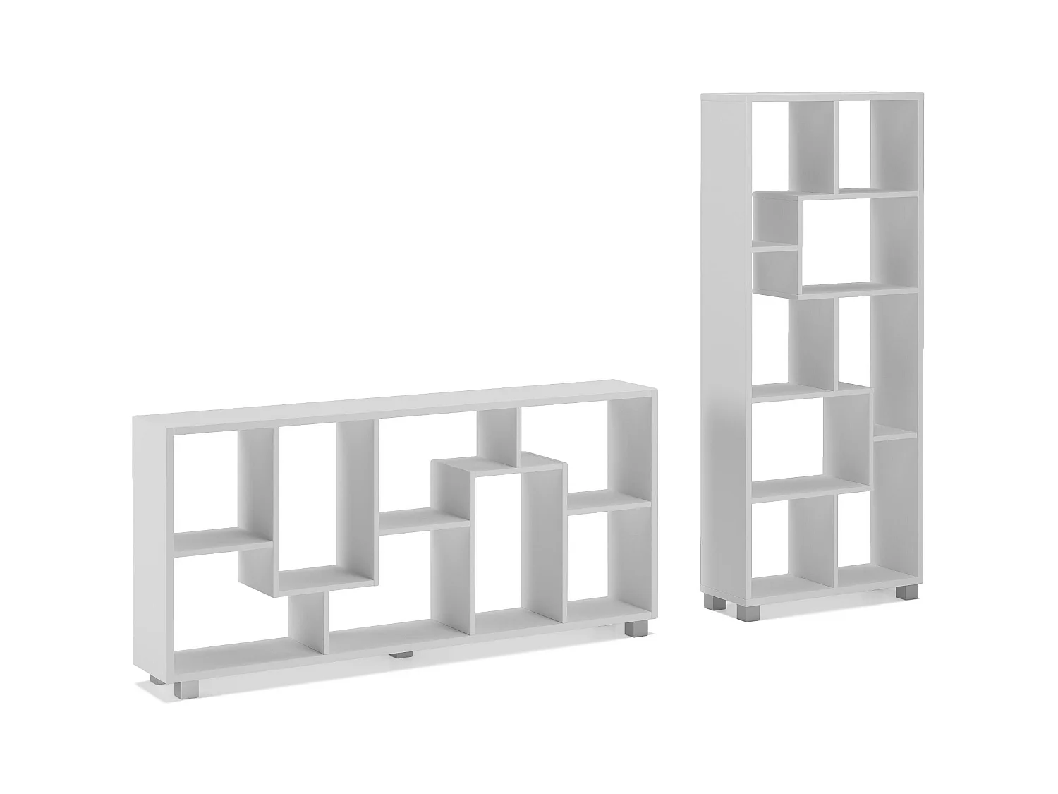 Étagère bibliothèque Salon Séjour 8 compartiments, horizontal ou vertical. Blanc mat, 68.5x25x161cm