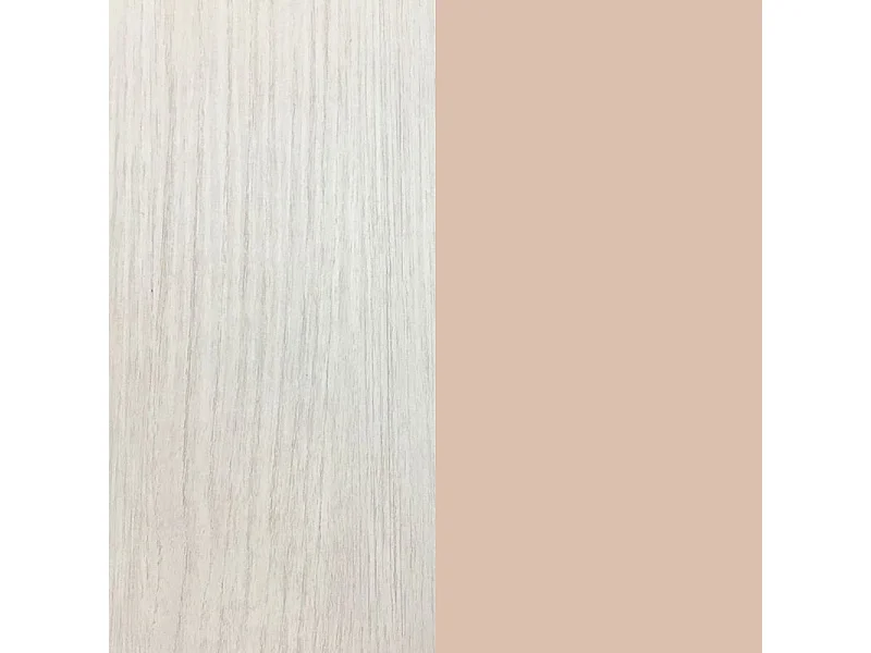 Lit Double + 2 tiroirs et Une etagere, Finition en Blanc Alpes et Rose Pastel