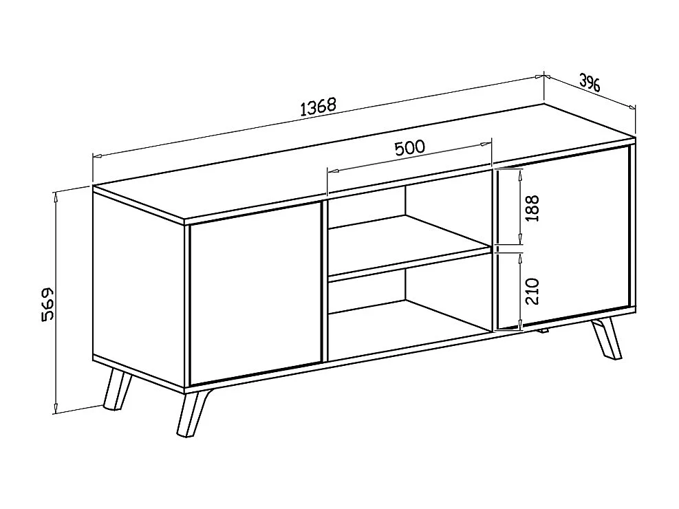 Televisiemeubels, Windmodel, 137x40x57cm, Eetkamer, Wit en eiken, Moderne stijl