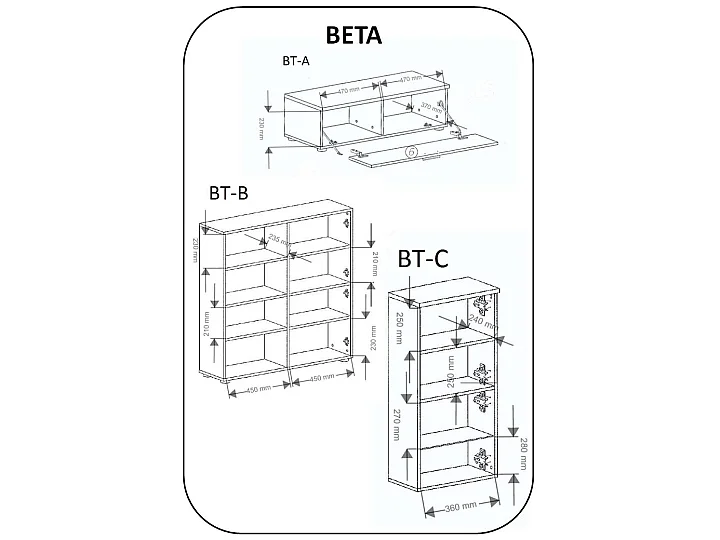 Mural TV Furniture, 300x189x42cm, LED -verlichtingssysteem, Eetkamer, White Shine en Matte White, Noordse stijl