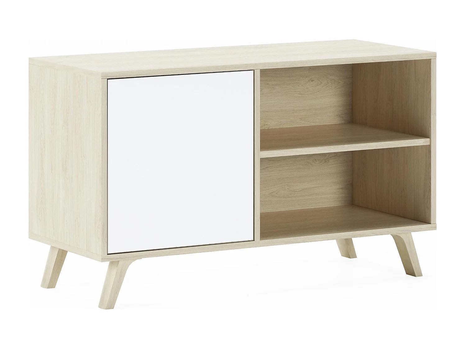 Televisiemeubels, Windmodel, 95x40x57cm, Eetkamer, Eik en wit, Moderne stijl