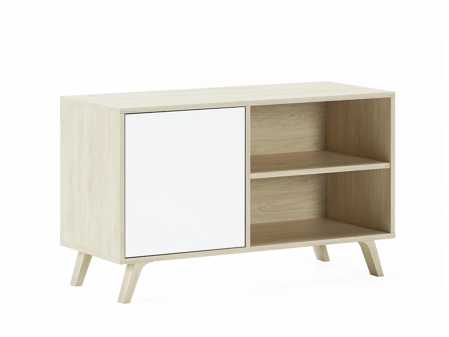 Mueble TV 100 Modelo WIND, color estructura roble, color puerta Blanco, 95x40x57cm