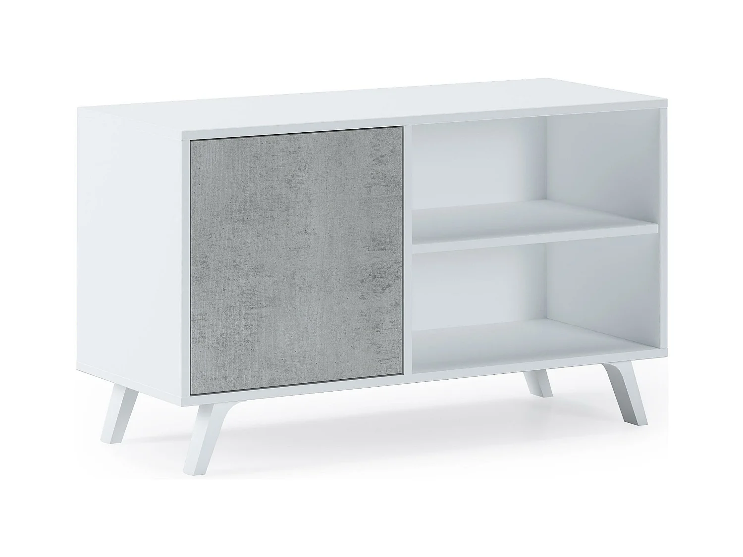 Televisiemeubels, Windmodel, 95x40x57cm, Eetkamer, Wit en cement, Moderne stijl