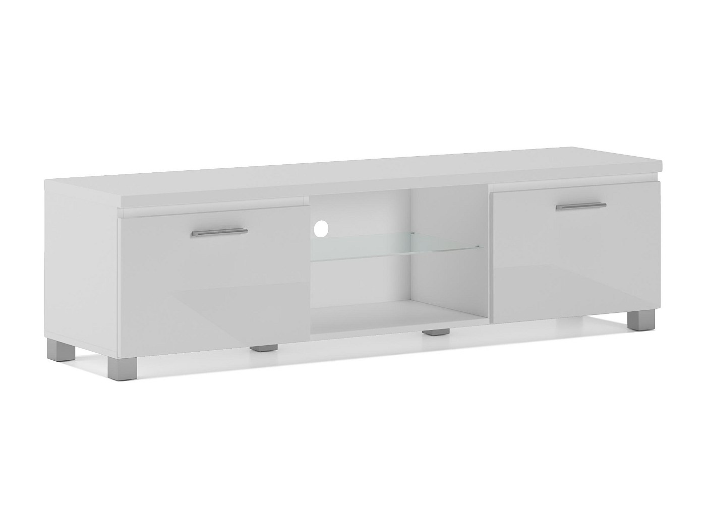 Mobile TV moderno con piano in vetro e struttura in marmo 150 x 30 x 47