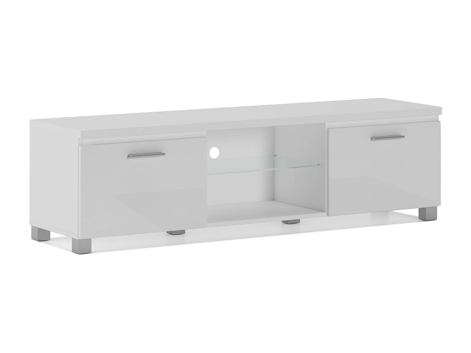 Televisiemeubels, Kwaliteit melamine afwerking, 150x40x42cm, Eetkamer, Wit, Moderne stijl