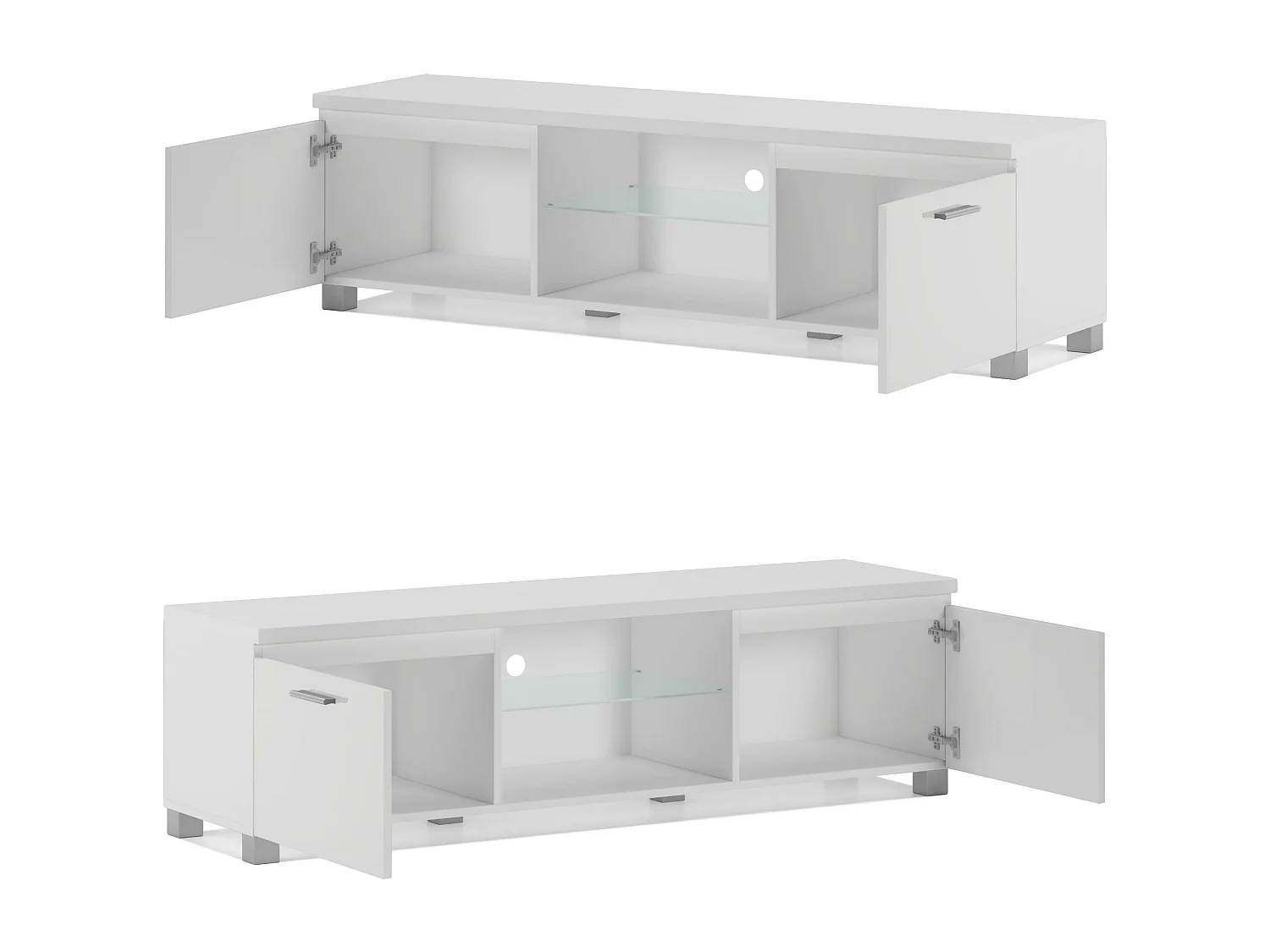 Televisiemeubels, Kwaliteit melamine afwerking, 150x40x42cm, Eetkamer, Wit, Moderne stijl