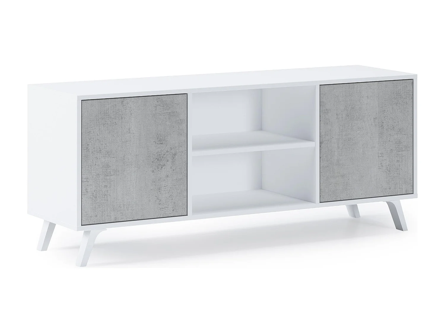 Televisiemeubels, Windmodel, 137x40x57cm, Eetkamer, Wit en cement, Moderne stijl