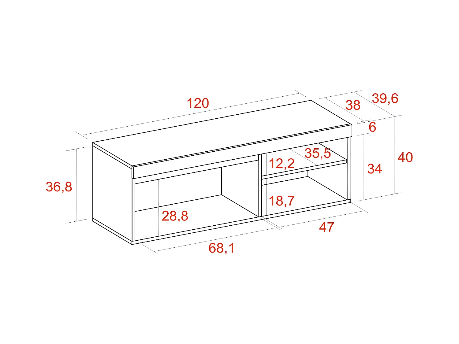TV-meubel "Naturale", Eik/Zwart,  Medium, nordic