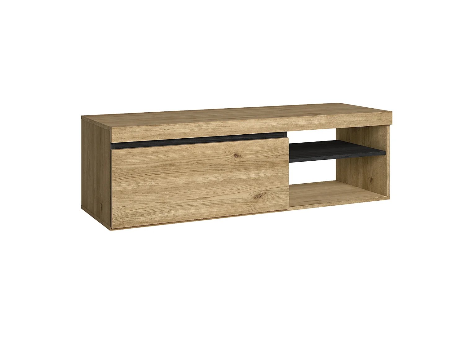 TV-meubel "Naturale", Eik/Zwart,  Medium, nordic, 120x40x41cm