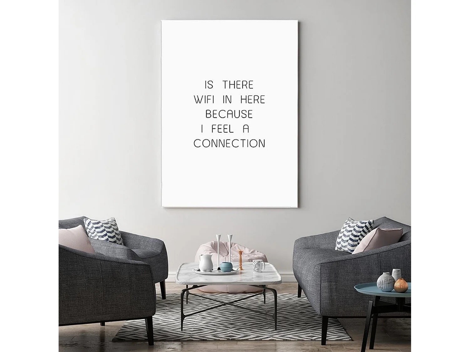 Tableau bois il y a le wi-fi - 40 x 60 cm