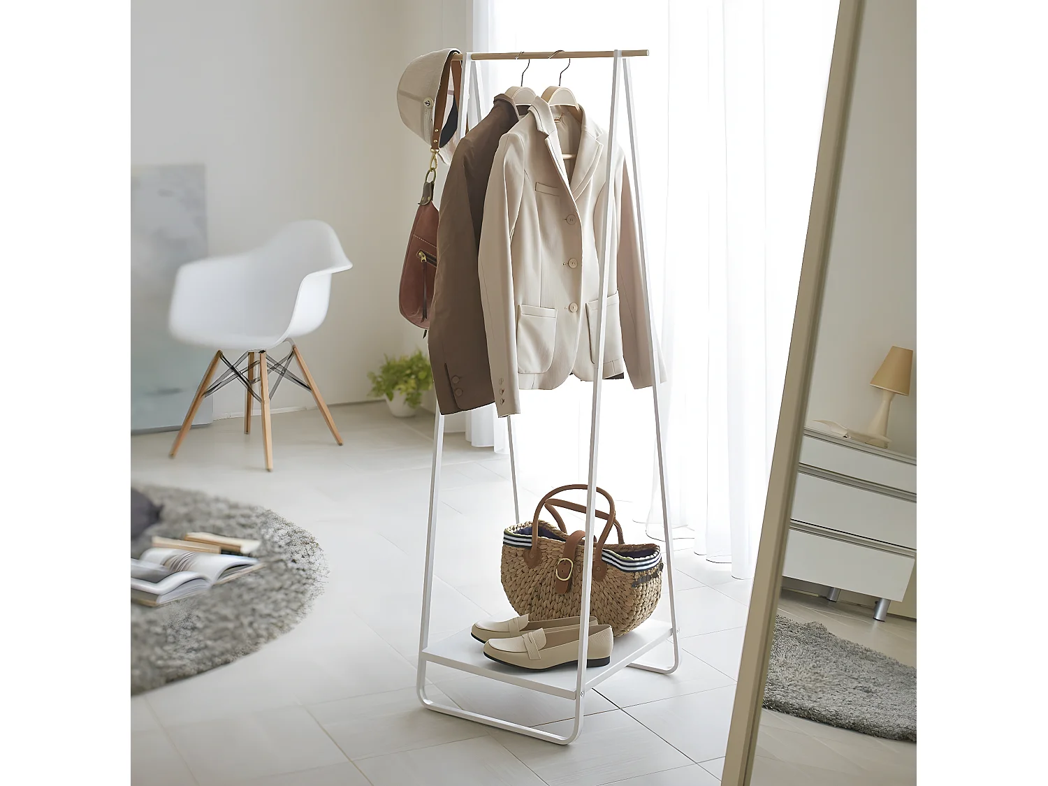 Portant en métal et bois - H140 cm