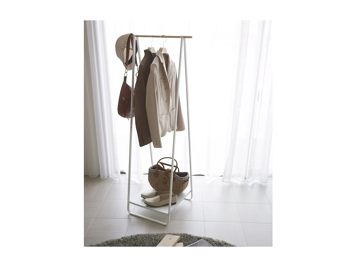 Portant en métal et bois - H140 cm