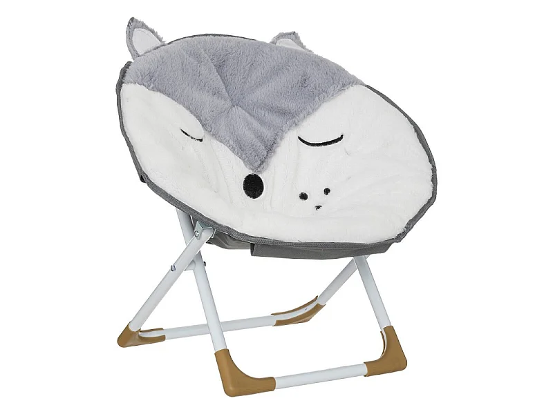 Fauteuil Renard pour Enfant en tissu blanc et gris