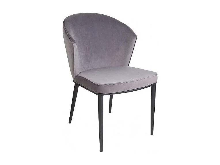 Lot de 2 chaises arrondi en velours gris pieds métal noir - LUCY