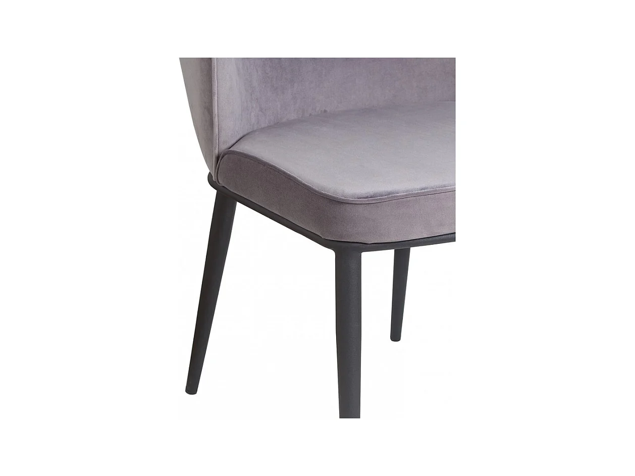 Lot de 2 chaises arrondi en velours gris pieds métal noir - LUCY