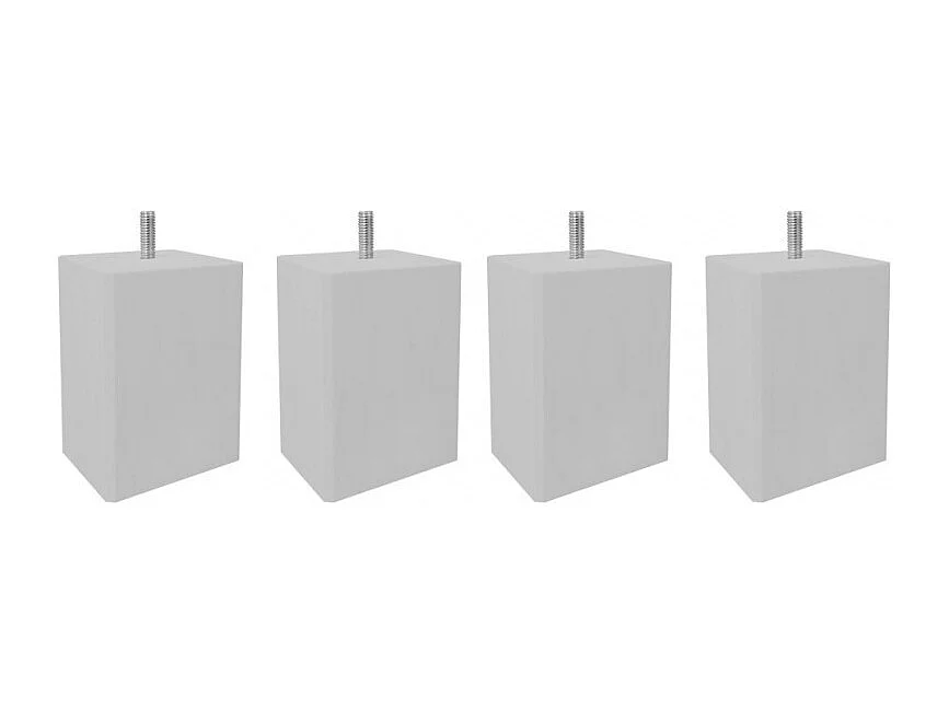 Lot de 4 pieds de meuble gris 10x7 carré bois de hêtre - PIEDS DE LIT