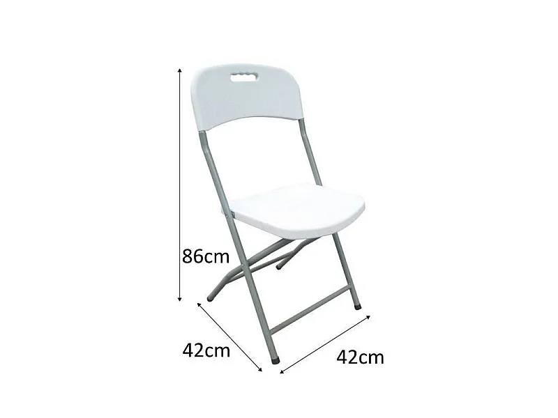 Set di 2 sedie pieghevoli bianche senza braccioli in acciaio verniciato a polvere 42x42x87 cm, struttura robusta Ø19 mm