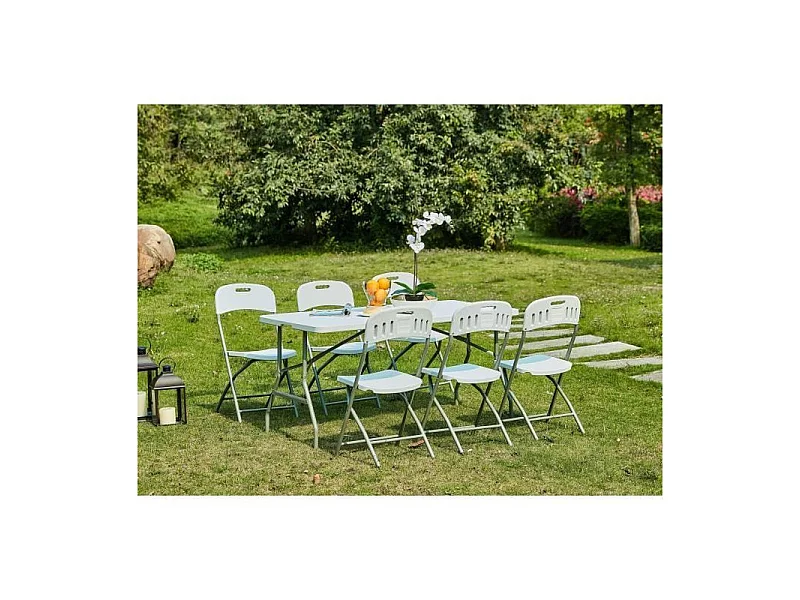 Set di 2 sedie pieghevoli bianche senza braccioli in acciaio verniciato a polvere 42x42x87 cm, struttura robusta Ø19 mm