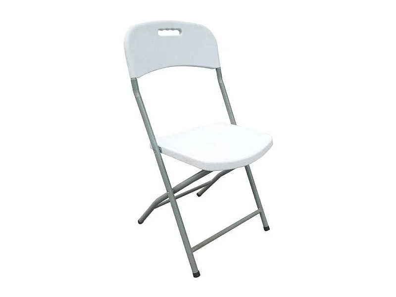 Set di 2 sedie pieghevoli bianche senza braccioli in acciaio verniciato a polvere 42x42x87 cm, struttura robusta Ø19 mm