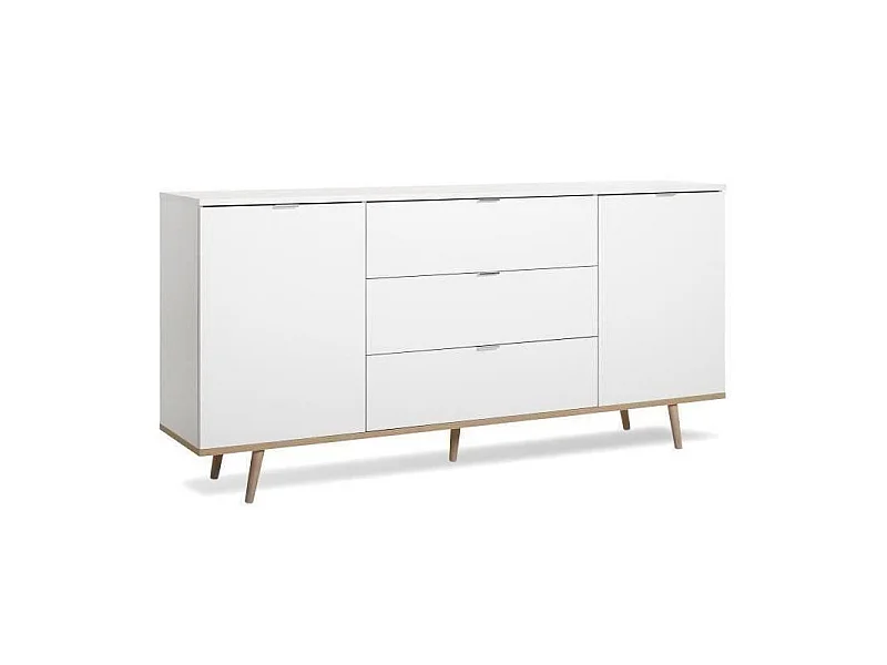 GOTEBORG Buffet bas - Style scandinave - Decor chene et blanc - L 180 cm