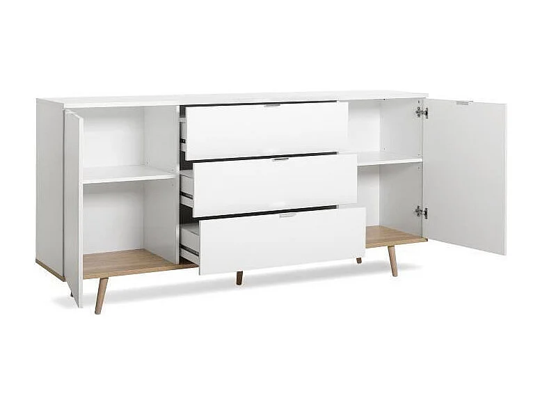 GOTEBORG Buffet bas - Style scandinave - Decor chene et blanc - L 180 cm