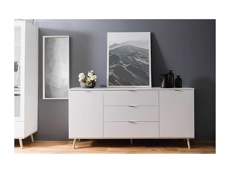 GOTEBORG Buffet bas - Style scandinave - Decor chene et blanc - L 180 cm
