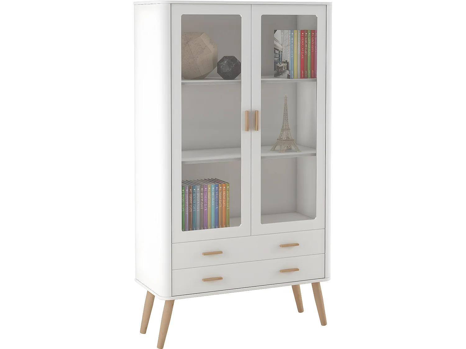 Adrianni : Armário expositor com 2 portas de vidro em metal preto