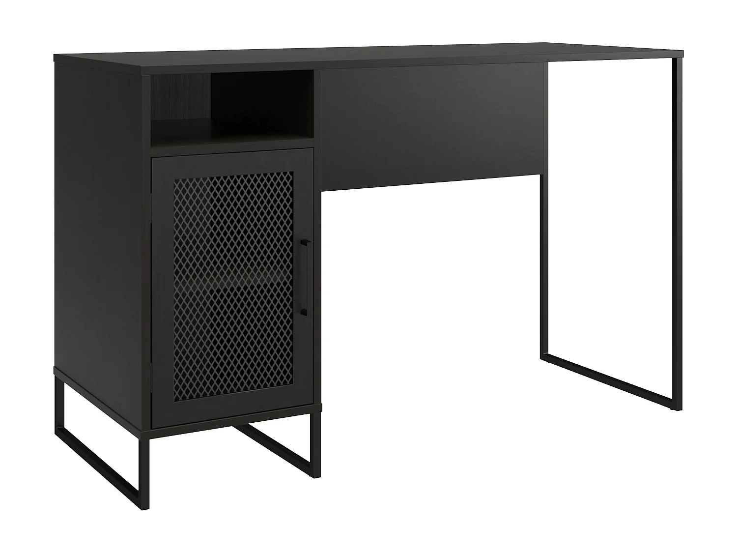 Purdue | Bureau ordinateur caisson 1 porte en MDF chêne noir