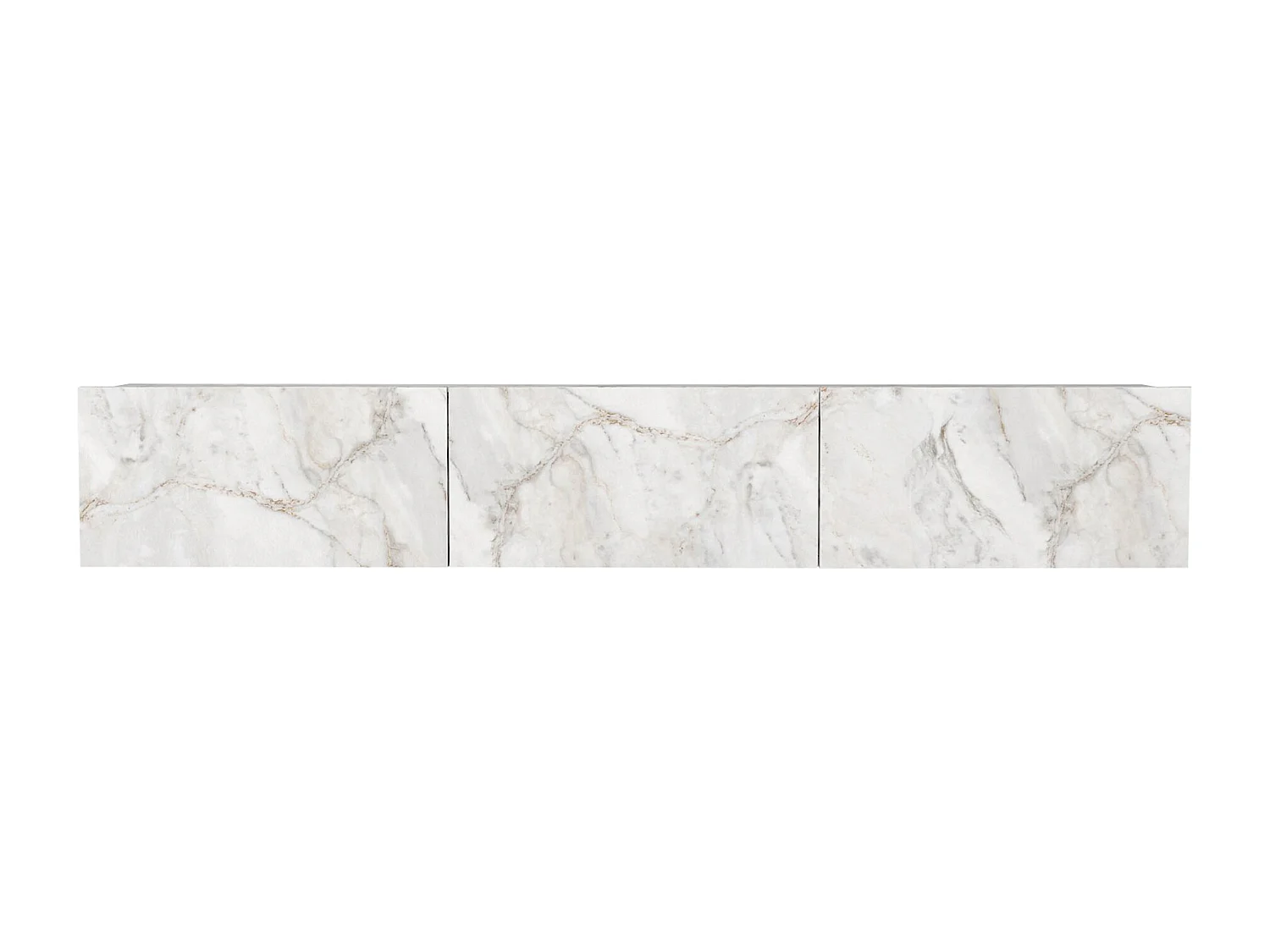 Upphängt TV-möbel med 3 dörrar - Vit marmoreffekt - VIKILA