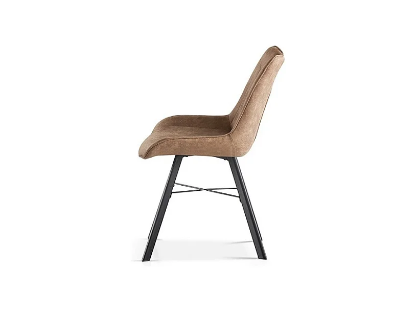 Chaise PAOLA – PU microfibre brun foncé – Pieds métal noir – Style contemporain