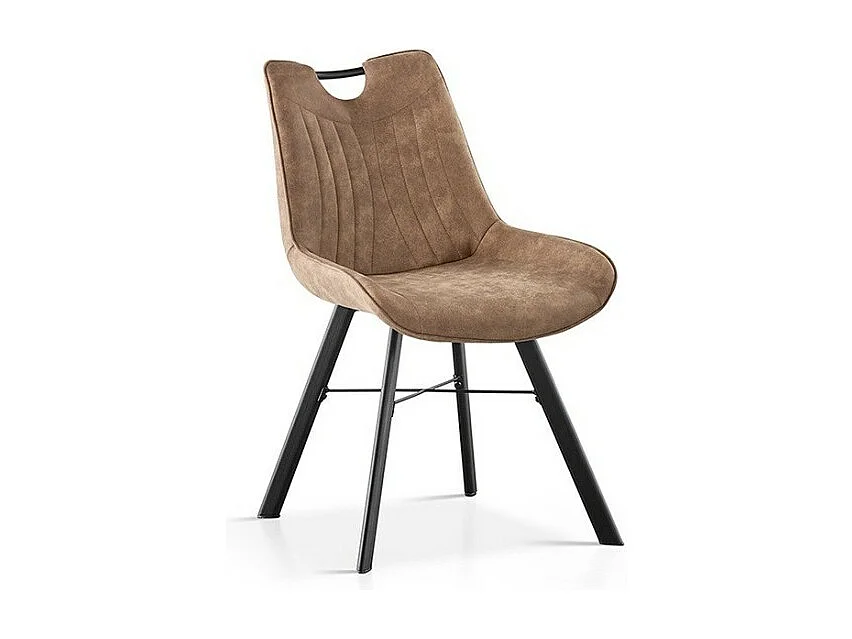 Stoel 'Paola' PU Microvezel Donkerbruin, afmetingen: H87 x B54 x D63 cm